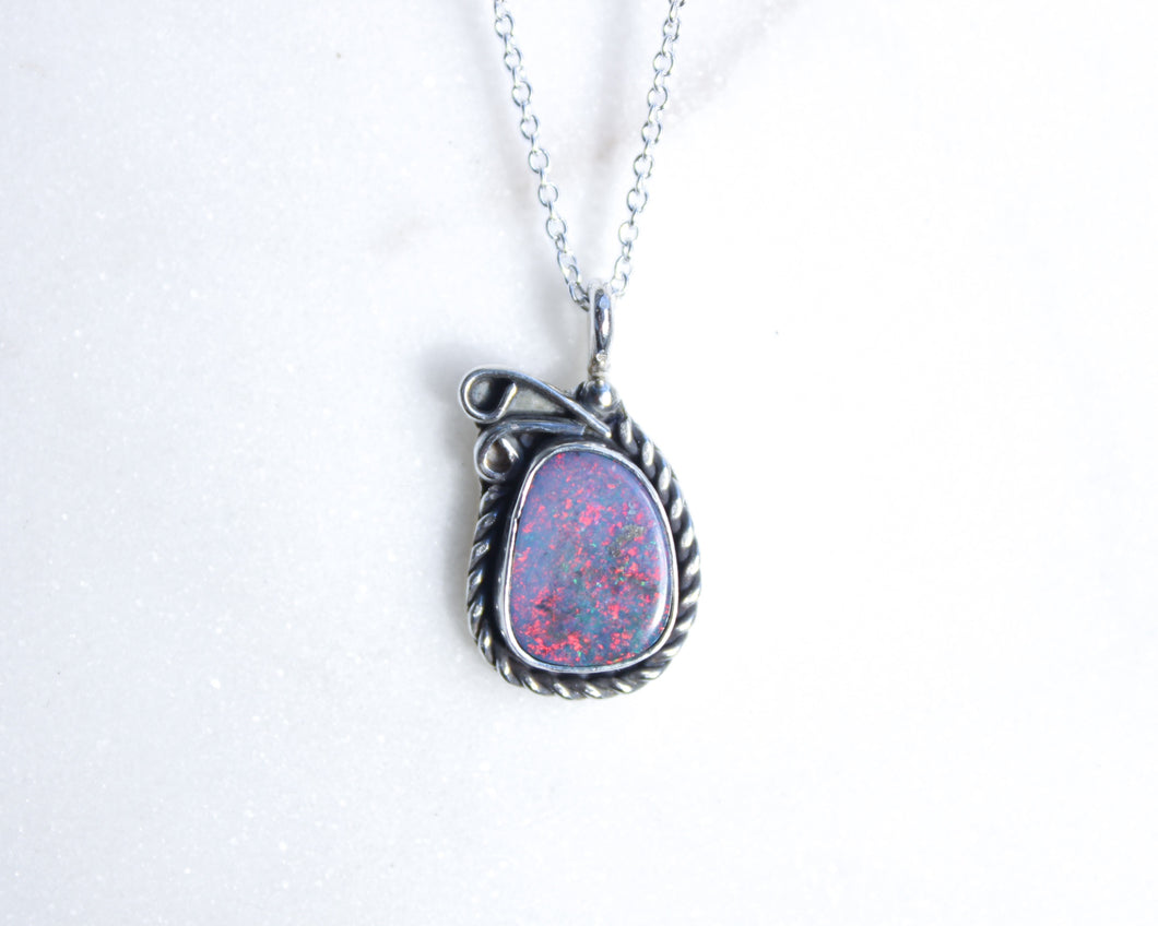 Red Flash Opal Necklace