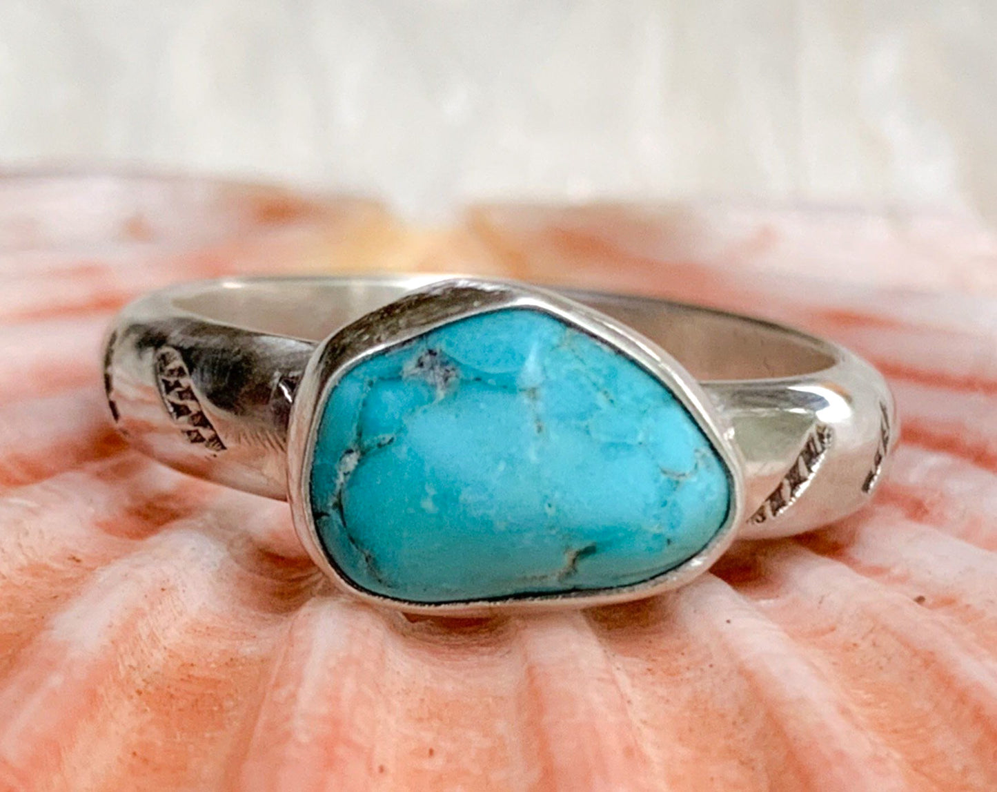 Turquoise Ring w/Stamped Shank {sz.6.75}