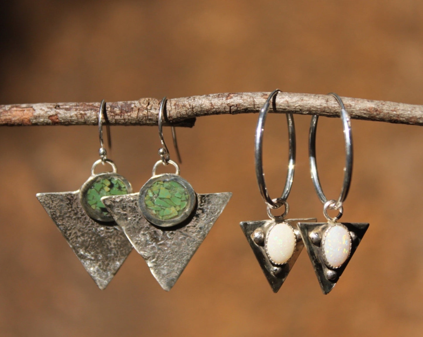 Opal Pyramid Hoops
