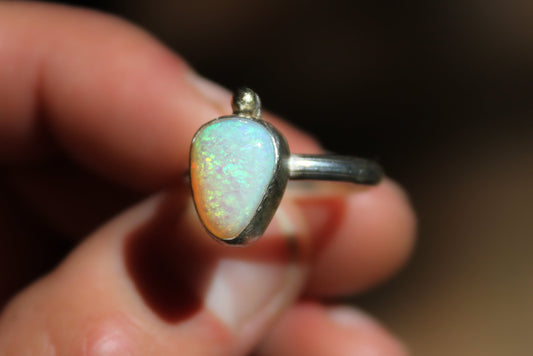 Coober Pedy Silver & 9ct Gold Ring {sz.7}