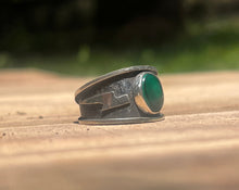 Load image into Gallery viewer, Malachite Lightning Ring {sz.12.75)
